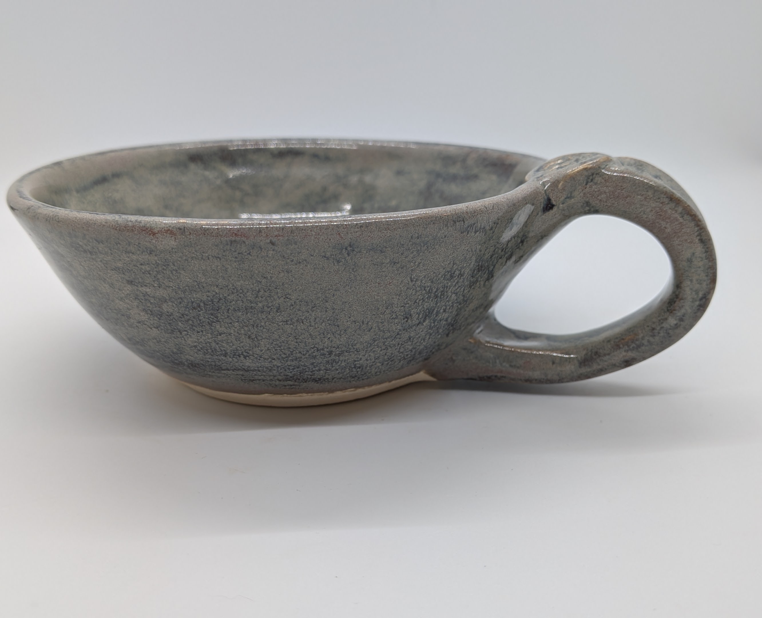 Soup Mug / Teacup - Sage Lustre - This small-ish cup has a lovely, linen look from the way these two glazes layer together. It's a cool-gray shade, and this cup works well for small servings of soup, coffee, tea, etc. Holds about 8 fluid ounces. - 25
